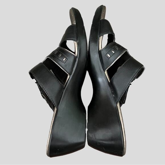 Clarks Bendables Ella Celtic Sandals 8.5 M Black Leather Slides 60481 Comfort - Picture 4 of 12